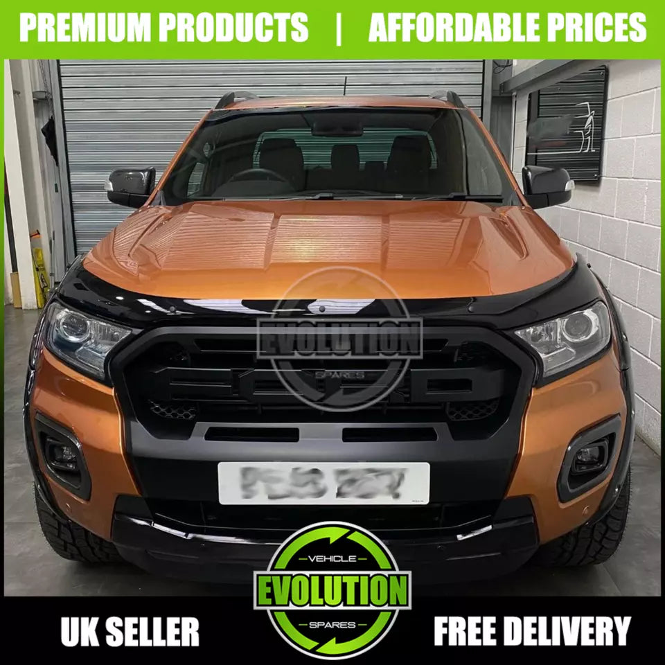BONNET GUARD BUG DEFLECTOR AND WIND DEFLECTORS TO FIT FORD RANGER T6 T7 2015-2022