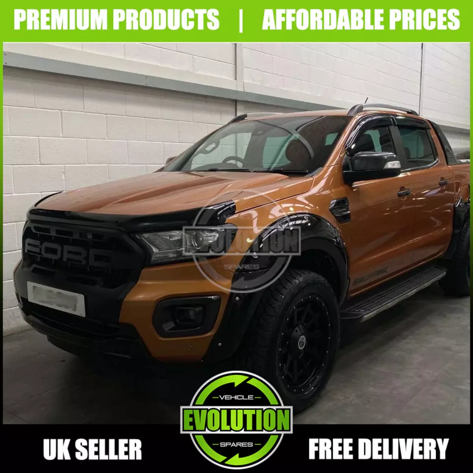BONNET GUARD BUG DEFLECTOR AND WIND DEFLECTORS TO FIT FORD RANGER T6 T7 2015-2022