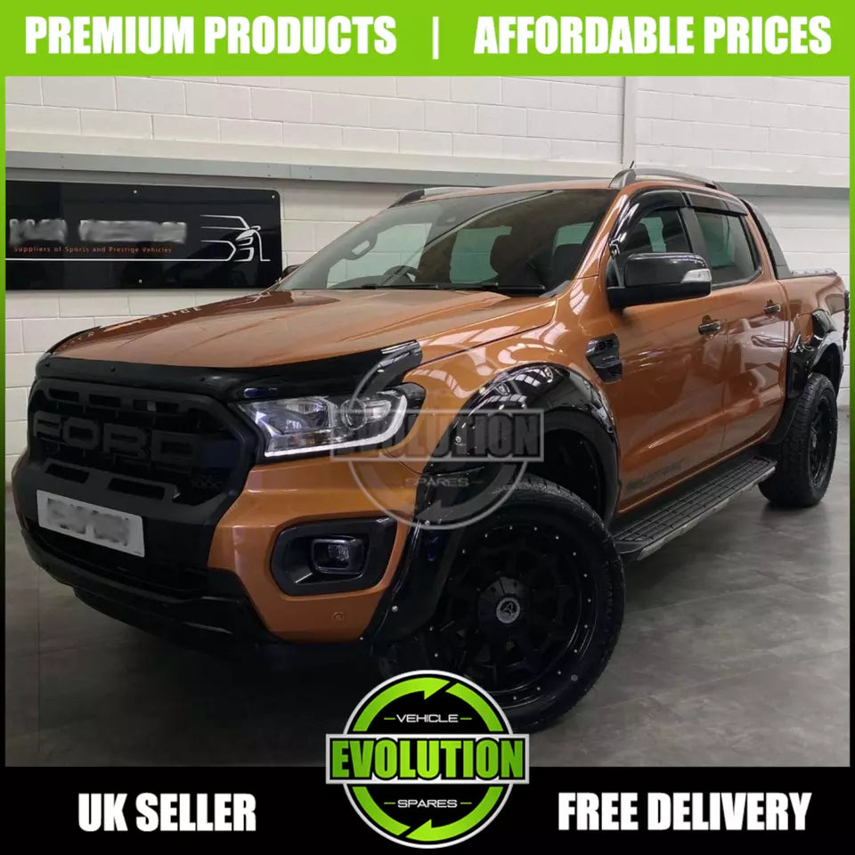 BONNET GUARD BUG DEFLECTOR AND WIND DEFLECTORS TO FIT FORD RANGER T6 T7 2015-2022