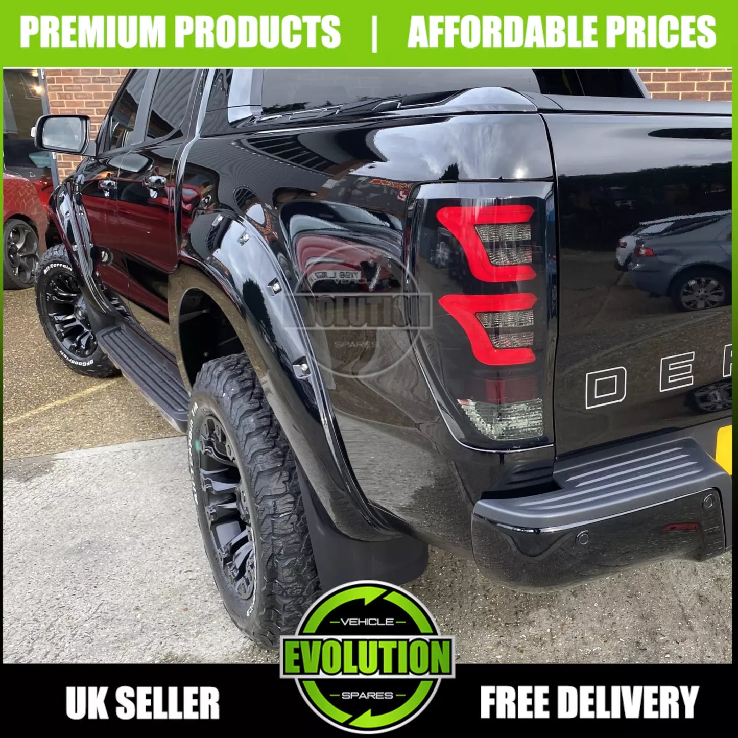 Wheel Arches Gloss Black Bolt Look Wide Fits Ford Ranger T8 2019-2022 Fenders