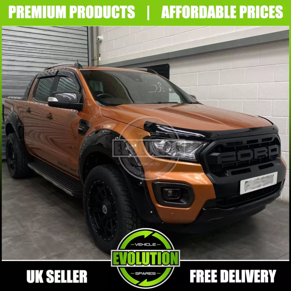 BONNET GUARD BUG DEFLECTOR AND WIND DEFLECTORS TO FIT FORD RANGER T6 T7 2015-2022