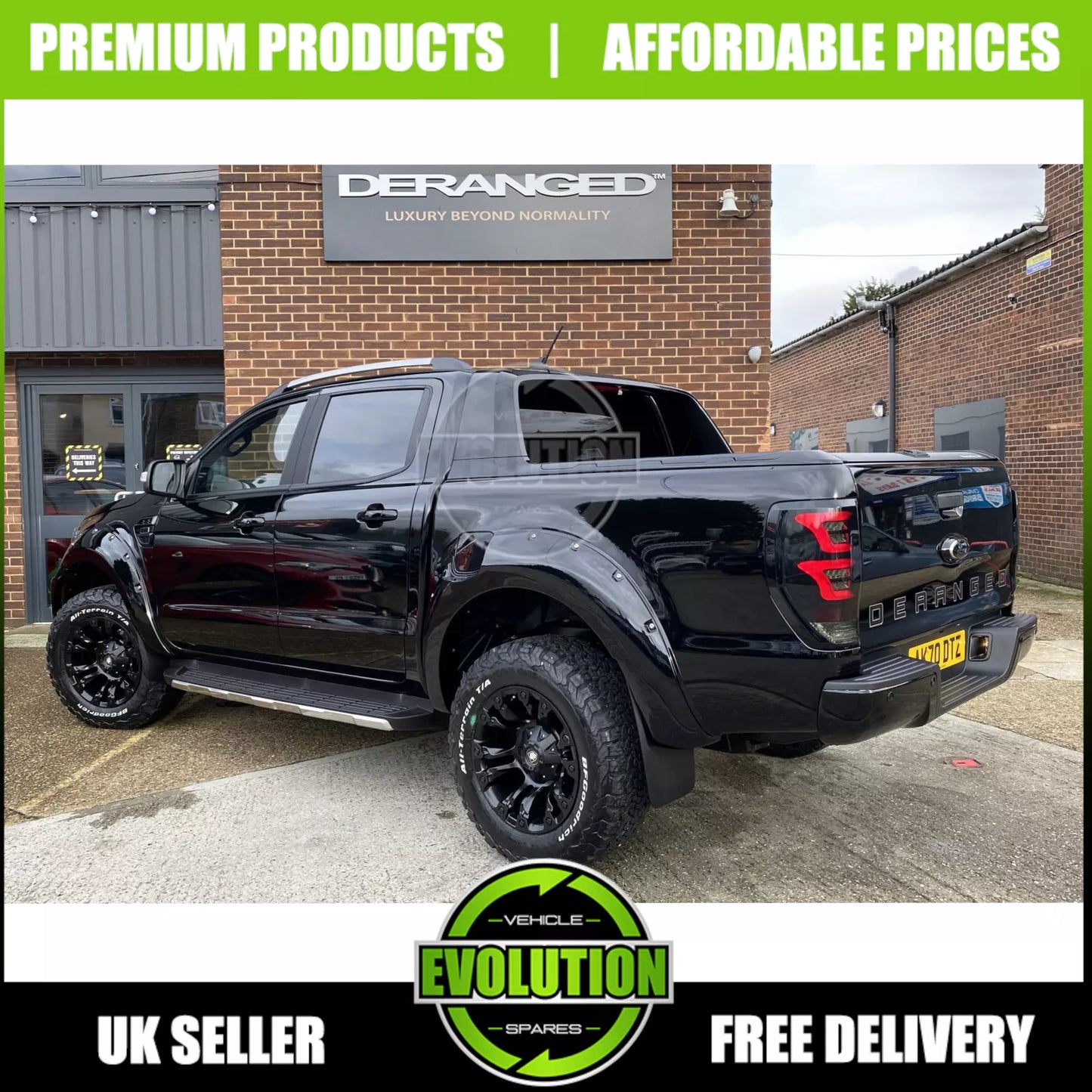Wheel Arches Gloss Black Bolt Look Wide Fits Ford Ranger T8 2019-2022 Fenders
