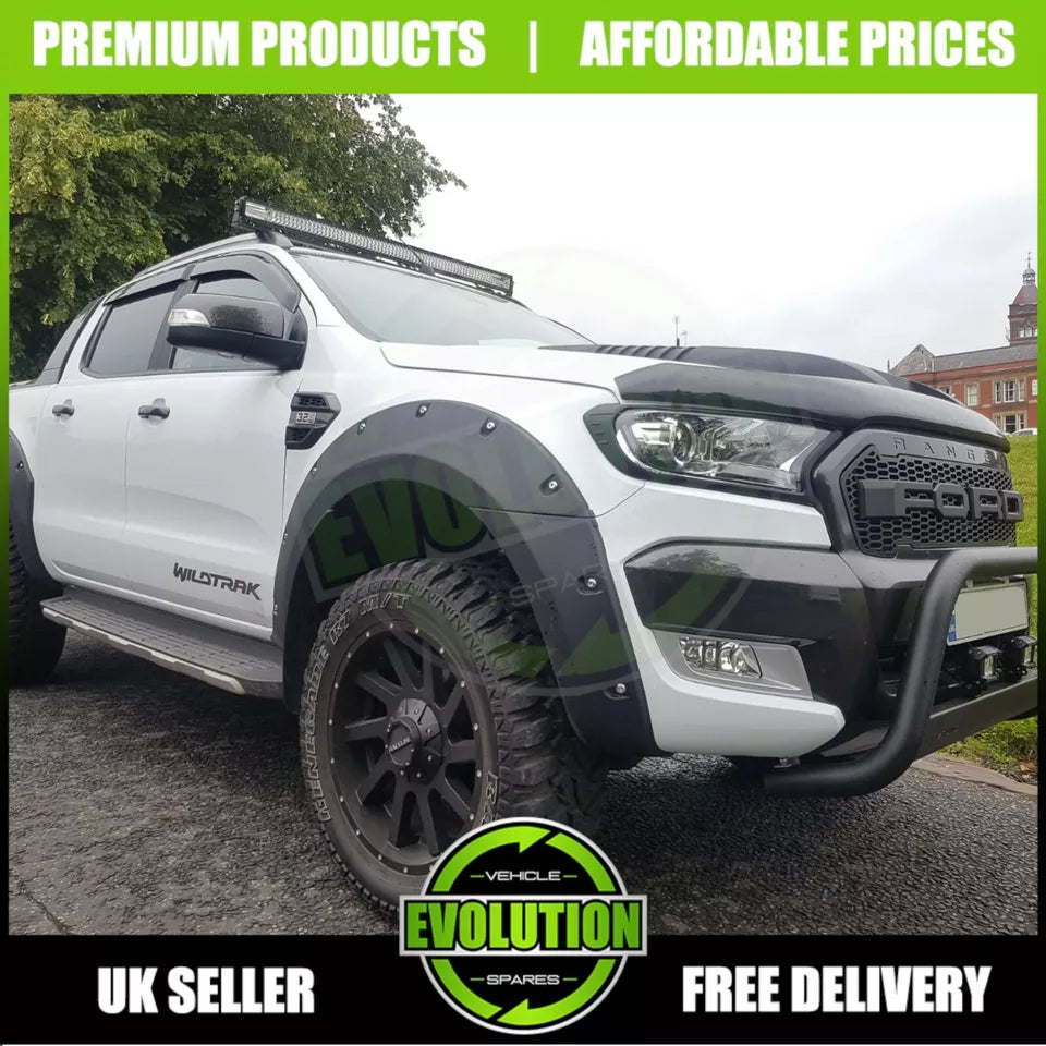 BONNET GUARD BUG DEFLECTOR AND WIND DEFLECTORS TO FIT FORD RANGER T6 T7 2015-2022