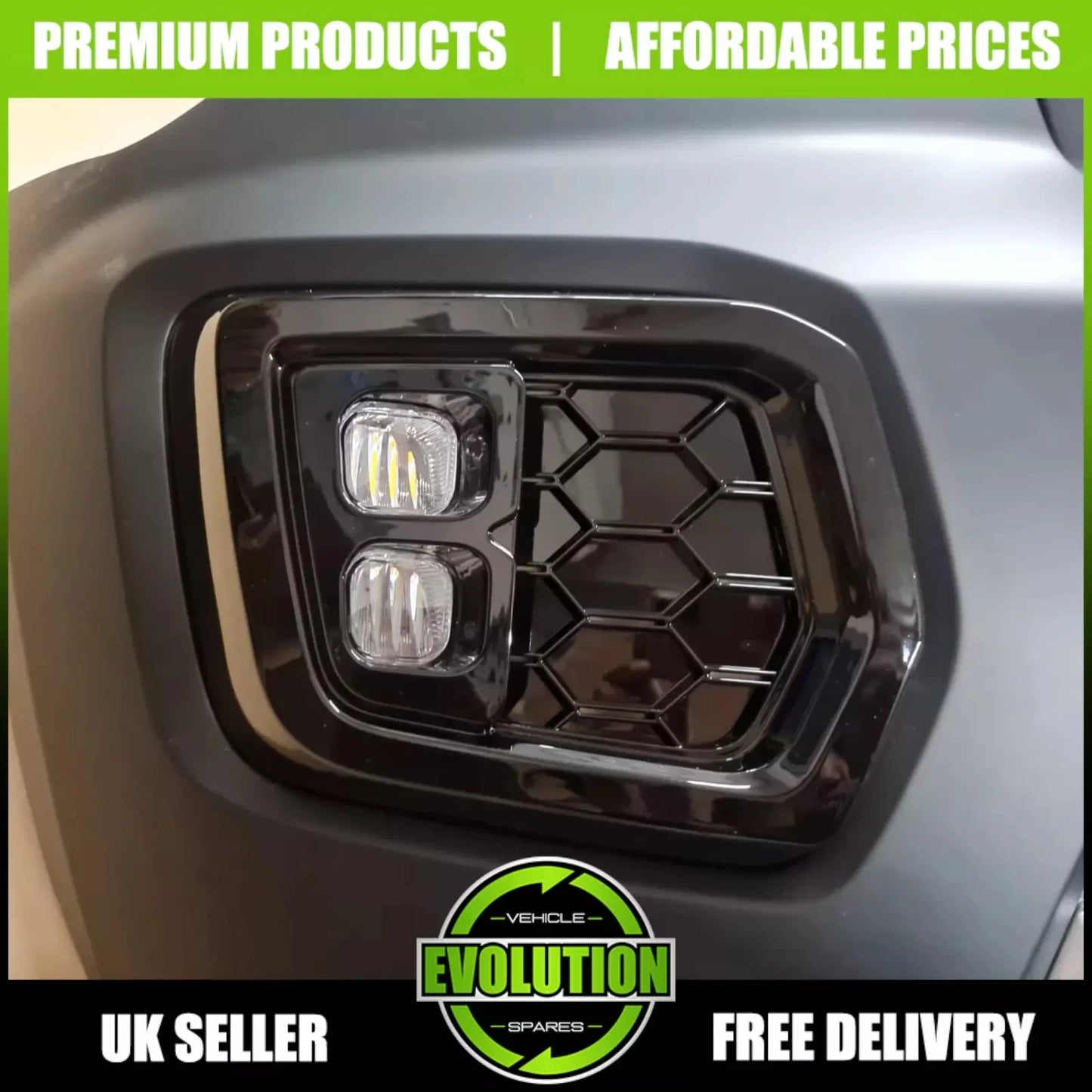 DRL Fog Light Surrounds Gloss LED Covers Fits Ford Ranger Wildtrak 2018-2022 T8