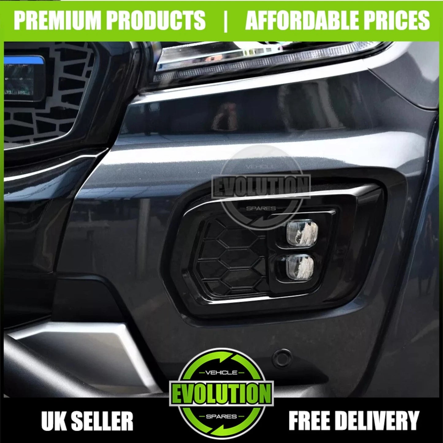 DRL Fog Light Surrounds Gloss LED Covers Fits Ford Ranger Wildtrak 2018-2022 T8