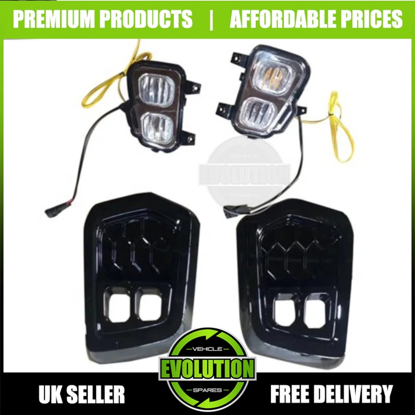 DRL Fog Light Surrounds Gloss LED Covers Fits Ford Ranger Wildtrak 2018-2022 T8