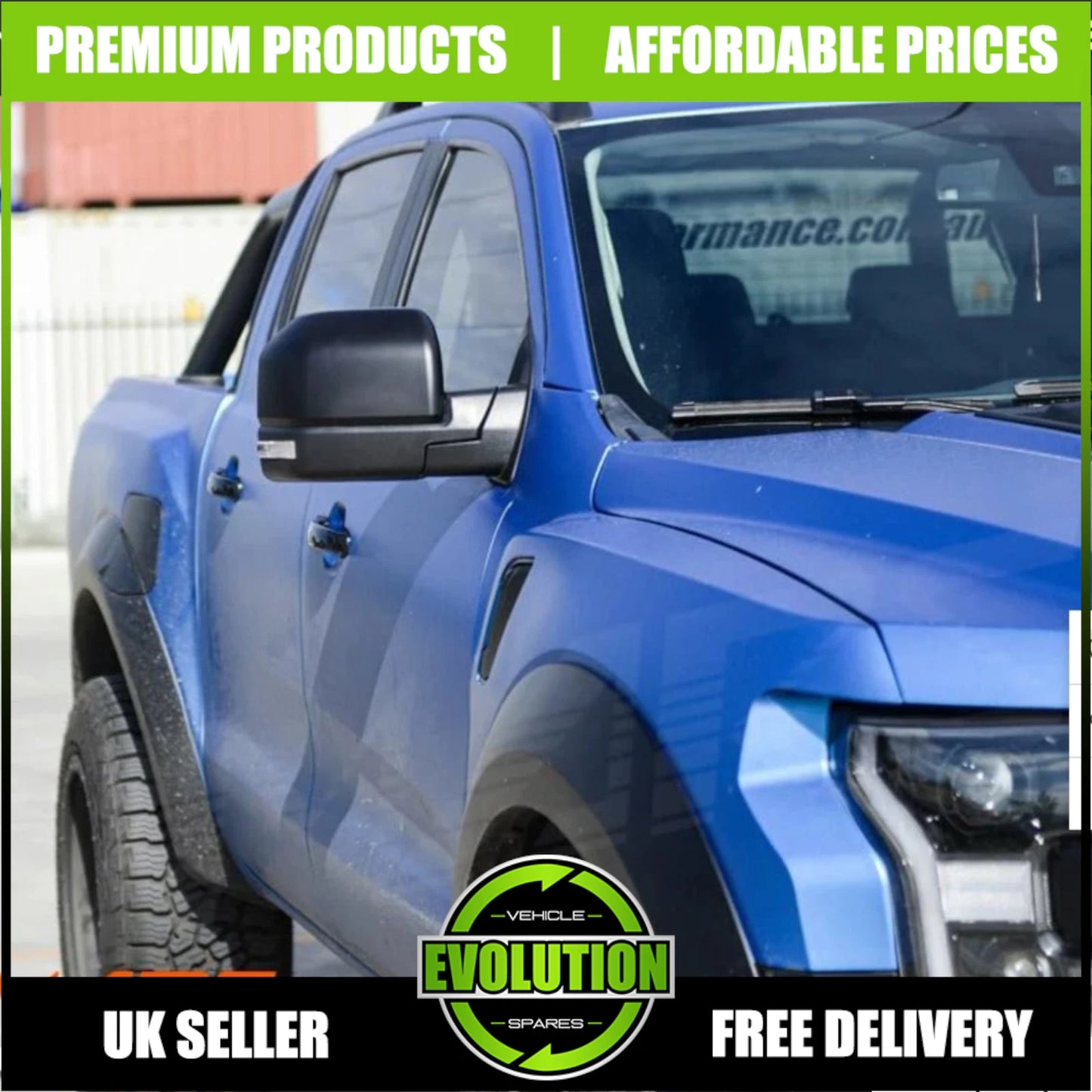 DOOR WING MIRROR SET F150 RAPTOR STYLE LARGE LED FITS FORD RANGER 2012-2022