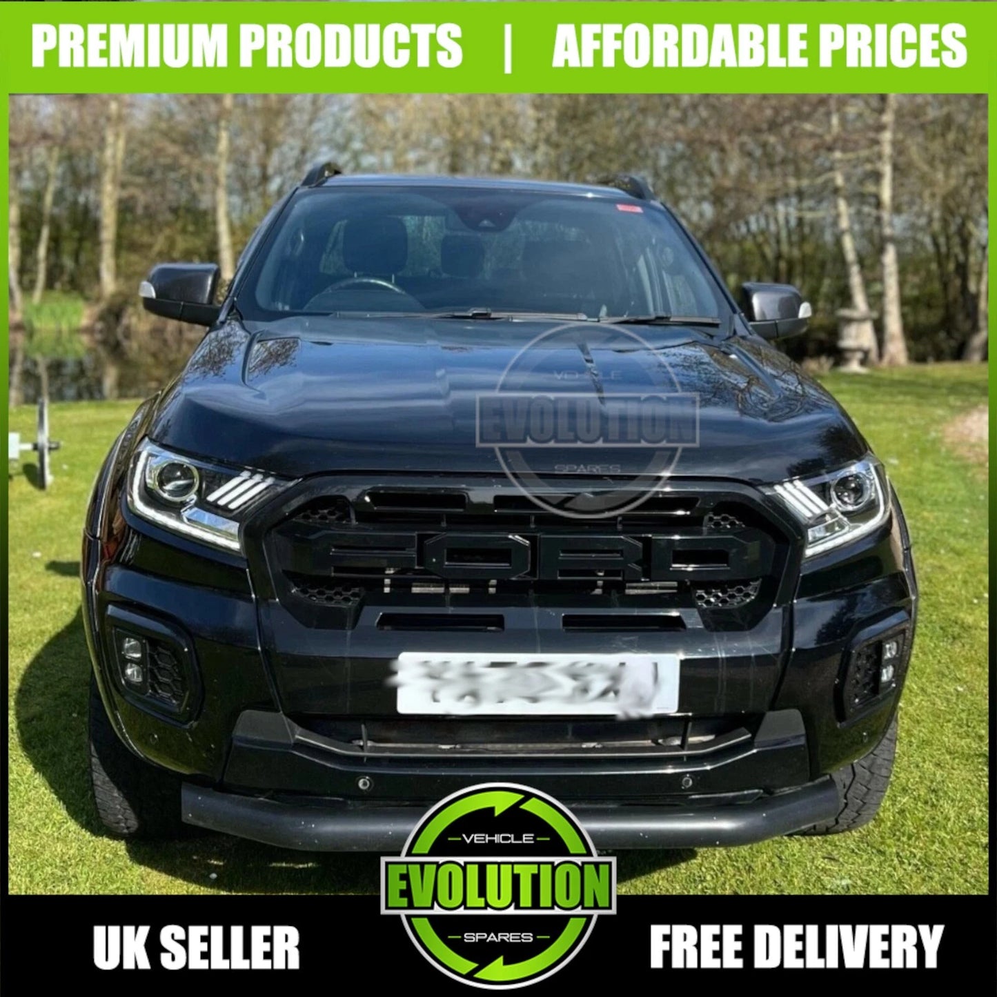 DRL Fog Light Surrounds Gloss LED Covers Fits Ford Ranger Wildtrak 2018-2022 T8