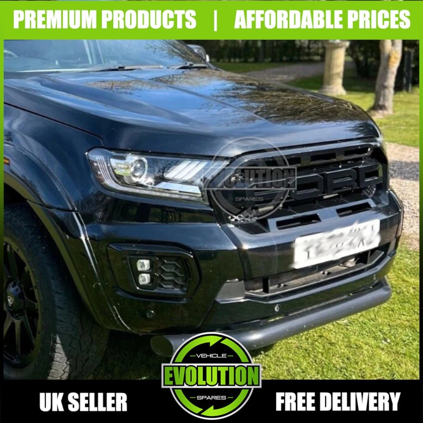 DRL Fog Light Surrounds Gloss LED Covers Fits Ford Ranger Wildtrak 2018-2022 T8